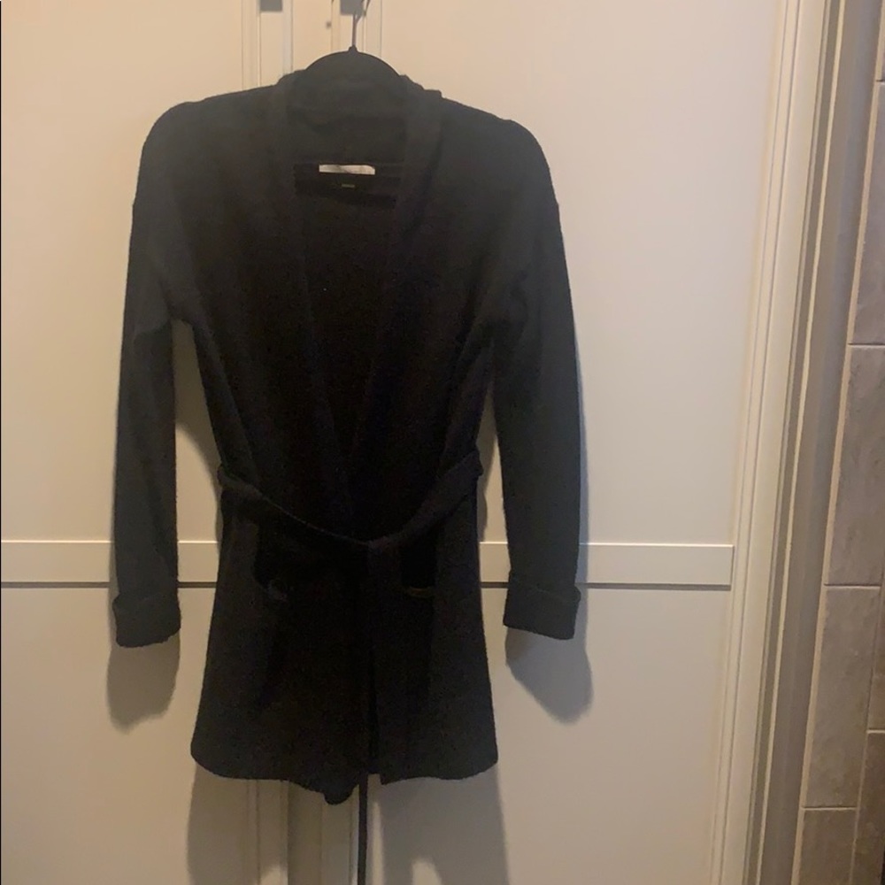 Black wool blend cardigan sweater